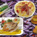 SAFRAN - Plats : asperges vertes, sabayon de fraises, crème brulée, sandre grillé, cakes