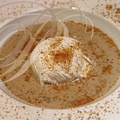 OEUF de ferme poché, velouté de CHÂTAIGNE et lentilles du Puy, mousseline de topinambours à l'huile de sésame, pain d'épices séché par Thierry Pszonka (Les Sens à Puylaroque -  82)