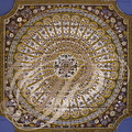 MARRAKECH - Palais de LA BAHIA : détail du plafond peint (bois zouaké)