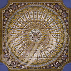 MARRAKECH - Palais de LA BAHIA : détail du plafond peint (bois zouaké)