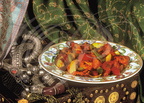 MURGHI JALFREZI : blanc de poulet bourbonnais cuit au four tandoor saute avec des oignons, des tomates et des poivrons