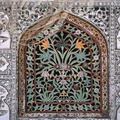 INDE (Rajasthan) - AMBER : le palais  (la salle de La Victoire ou salle des miroirs ("Shish Mahal") - détail)