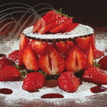 FRAISES MARA des BOIS : Bavarois et coulis aux fraises entre deux arlettes (Manoir Saint-Jean à St-Paul d'Espis - 82)