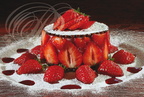 FRAISES MARA des BOIS : Bavarois et coulis aux fraises entre deux arlettes (Manoir Saint-Jean à St-Paul d'Espis - 82)