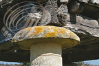 RACANIÈRE (France - 82) - Pigeonnier du Causse sur 4 piliers : détail du CAPEL en pierre placé au sommet de chaque pilier