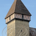 SABAZAN - église Saint-Jean-Baptiste (XIIIe siècle) clocher-tour avec hourds à colombages