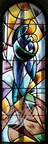 GRÉZAS (France - 82) - église romane :vitrail de Jean-Pierre Gey (maître verrier à Gimont - Gers) : "Vierge à l'Enfant"