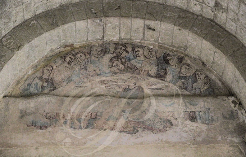 SAINT-MONT - église Saint-Jean-Baptiste : fresque de la Cène (XIIe siècle)