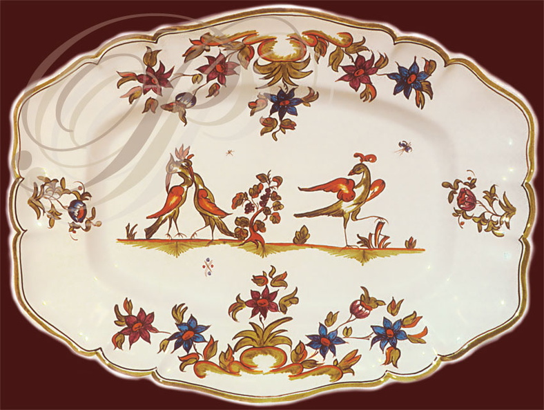 MARTRES-TOLOSANE - Faïencerie d'Art Pascale CABARÉ : plat décor ibis polychrome