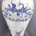 MARTRES-TOLOSANE - Faïencerie AU VIEUX MARTRES : vase decor dibis en camaieu bleu