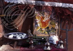 INDE (Uttarakhand) -  Parc national de Corbett : autel d'offrandes à la déesse Kali chevauchant un tigre