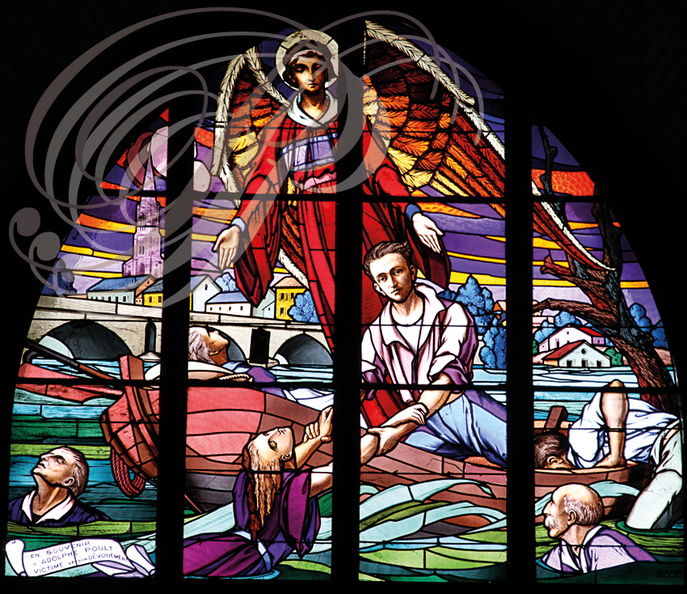 MONTAUBAN - Faubourg VILLEBOURBON - église Saint- Orens : vitrail en hommage à Adolphe POULT