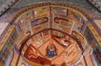 SAINT-CRÉAC - église Saint-Loup : voûte du chœur (fresques de style gréco-byzantin du XVe siècle restaurées en 1863 par l'agenais Toussaint Desbeaux)