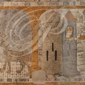 SAINT-ANTOINE-de-PONT-d'ARRATZ - église Saint-Antoine le Grand (Saint Antoine du Désert) -  détail de la fresque médiévale découverte en 2006 représentant des scènes de la vie de saint Blaise (le miracle du porc rendu à la pauvre veuve et son emprisonneme