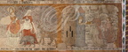 SAINT-ANTOINE-de-PONT-d'ARRATZ - église Saint-Antoine le Grand (Saint Antoine du Désert) -  détail de la fresque médiévale découverte en 2006 représentant des scènes de la vie de saint Blaise (le miracle du porc rendu à la pauvre veuve et son emprisonneme