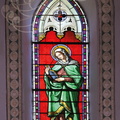 GONDRIN (France - 32) - Chapelle Notre-dame de Tonneteau (XVIIe siècle) -  vitrail de sainte Françoise réalisé par Émile Thibaud, célèbre maître verrier de Clermont Ferrand (1806-1896)