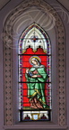 GONDRIN (France - 32) - Chapelle Notre-dame de Tonneteau (XVIIe siècle) -  vitrail de sainte Françoise réalisé par Émile Thibaud, célèbre maître verrier de Clermont Ferrand (1806-1896)