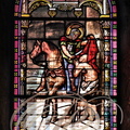 GONDRIN (France - 32) - église Saint-Martin : vitrail de saint Martin partageant son manteau