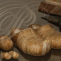 SAINT-CLAR - MAISON de l'AIL - exposition de maquettes réalisées avec des tiges d'ail par la famille Gamot : sabots