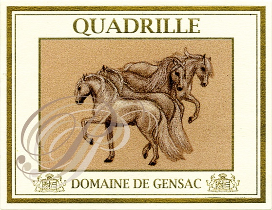 CONDOM - Domaine de GENSAC : étiquette "Quadrille" (Sauvignon gris, Sémillon, Petit Manseng et Petit Courbu récoltés en surmaturation - 12,5°)