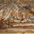 PANJAS - église Saint-Laurent : le choeur (peintures médiévales du XIIe siècle restaurées en 1892 par Marcelin Labedan) - détail représentant le martyre de Saint Laurent