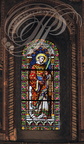 PANJAS - église Saint-Laurent : vitrail de saint Laurent restauré par Jean Pierre Gey, maître verrier à Gimont