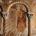 PANJAS - église Saint-Laurent : détail des peintures médiévales du XIIe siècle restaurée en 1892 par Marcelan Labedan représentant le roi David avec sa Lyre