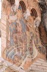 ROCAMADOUR - Le sanctuaire : chapelle Saint-Michel (fresque extérieure représentant l'annonciation et la visitation)  