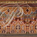 MARRAKECH - palais du Glaoui : décor en bois peint (zouack) dominé par des mouqarnas peints et dorés 