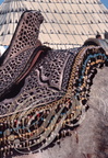 FANTASIA (Maroc) - harnachement : selle et tapis de selle brodés aux fils d'argent