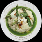 TOILE GOURMANDE : Risotto aux asperges, copeaux de parmesan et lard, sauce aux asperges (L'Ouriol à Montauban - 82)
