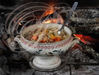 SOUPE de CAMPAGNE aux légumes (oignons, pommes de terre, carottes, citrouille) et carcasses de canards (Auberge Lou Bourdié à Bach – 46)