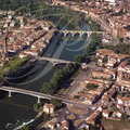 MONTAUBAN - vue aérienne : le Tarn  et les 3 ponts