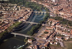 MONTAUBAN - vue aérienne : le Tarn  et les 3 ponts