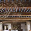 AUBAZINE - Hôtel-restaurant le Saint-Étienne : plafond décoré de la salle Renaissance