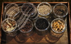 Distillerie DENOIX à Brive-la-Gaillarde (19) - plantes utilisées pour les macérations : coriandre, badiane, fenouil, menthe poivrée, orange douce, cacao, genévrier, orange amère