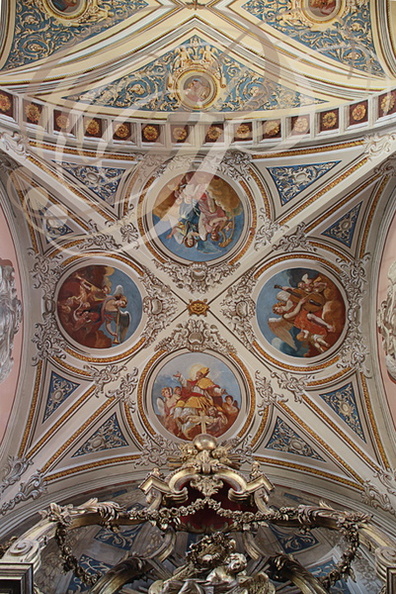 LAUTREC - collégiale Saint-Rémy : le plafond de la nef peint en 1852 par Jacques Pauthe et restauré de 1995 à 1998 par Marc Savreux et Françoise Baudin