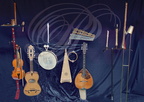 MONTANER - banquet médiéval au château de Gaston Fébus organisé par l'Association "Le Tailloir" et animé par la "Compagnie des Musiciens Routiniers" de Roques (32) - instruments de musique médiévaux