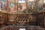 IBOS - la collégiale Saint-Laurent : le choeur surmonté de cinq tableaux du XIXe siècle
