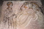 MONTANER - église Saint-Michel : fresques du XVe siècle représentant la création du monde : séparation des ténèbres et de la lumière