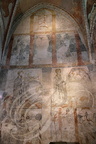MONTANER - église Saint-Michel : fresques du XVe siècle (en haut : des saints , au milieu : la création du monde, en bas : la vie de Marie)