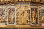 CUREMONTE - église Saint-Barthélémy : le tabernacle (détail des sculptures en bas-relief)