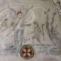 CUREMONTE - église Saint-Genest : décor peint sur un mur, représentant la pesée des âmes