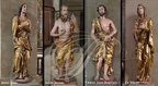 BEAULIEU-SUR-DORDOGNE - chapelle des Pénitents (XIIe siecle) :  statues en bois polychrome et doré du XVIIe siècle