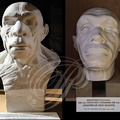 LA CHAPELLE-AUX-SAINTS - musée de l'homme de Néandertal au lieu-dit "Sourdoir" : reconstitution de la tête de l'homme de Néandertal découvert sur le site de la grotte"Bouffia Bonneval" d'après Marcelin Boule et le docteur Gyula Skultety de Bâle (en 1996)