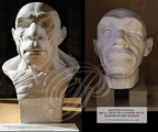 LA CHAPELLE-AUX-SAINTS - musée de l'homme de Néandertal au lieu-dit "Sourdoir" : reconstitution de la tête de l'homme de Néandertal découvert sur le site de la grotte"Bouffia Bonneval" d'après Marcelin Boule et le docteur Gyula Skultety de Bâle (en 1996)