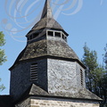 LA CHAPELLE-AUX-SAINTS - église Saint-Namphaise (XIIe siècle) : clocher octogonal à trois étages couvert d'ardoises