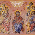 ALBAN - église Notre-Dame : fresque de Nicolaï Greschny (le Nouveau Testament : la Pentecôte)