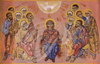 ALBAN - église Notre-Dame : fresque de Nicolaï Greschny (le Nouveau Testament : la Pentecôte)