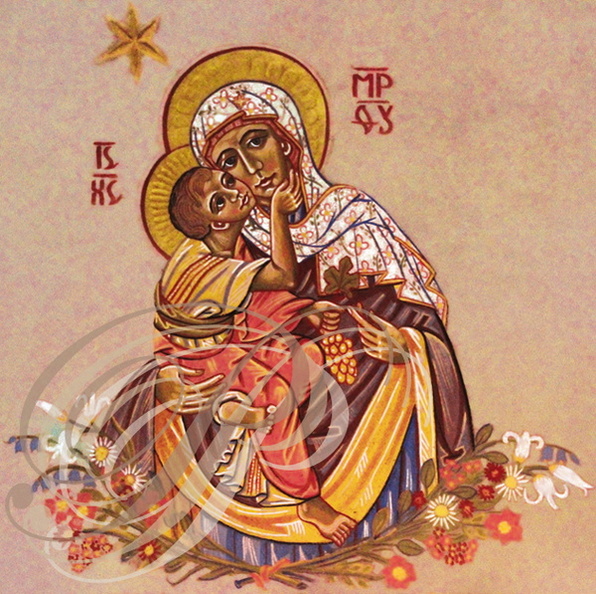 ALBAN - église Notre-Dame : fresque de Nicolaï Greschny (la Vierge à l'Enfant)